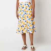Liz Claiborne Womens Mid Rise Midi A-Line Skirt