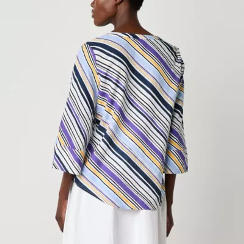 Liz Claiborne Womens V Neck 3/4 Sleeve Blouse