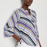 Liz Claiborne Womens V Neck 3/4 Sleeve Blouse