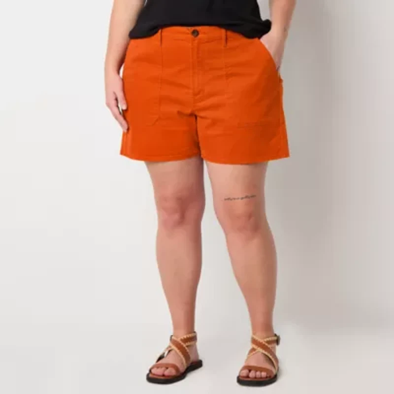a.n.a. Womens Highest Rise 4.5" Utility Chino Short - Plus