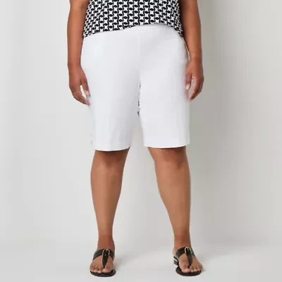 Liz Claiborne Alyssa Womens 17 1/2" Mid Rise - Plus Bermuda Short