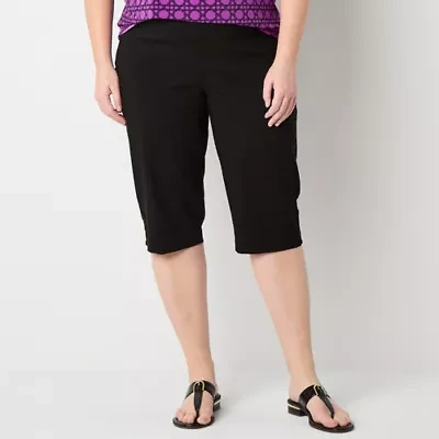 Liz Claiborne Alyssa Cropped Womens Straight Mid Rise Plus Pull-On Pant