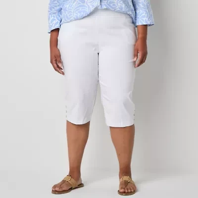 Liz Claiborne Alyssa Cropped Womens Straight Mid Rise Plus Pull-On Pant