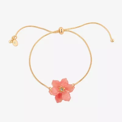 Bijoux Bar Delicates Womens Glass Flower Bolo Bracelet