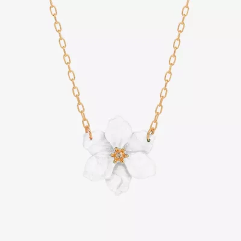Bijoux Bar Delicates Womens Glass Fleur De Lis 16 Inch Pendant Necklace