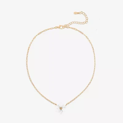 Bijoux Bar Delicates Womens Glass Fleur De Lis 16 Inch Pendant Necklace