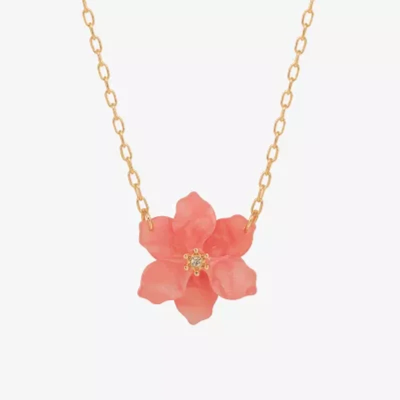 Bijoux Bar Delicates Womens Glass Fleur De Lis 16 Inch Pendant Necklace