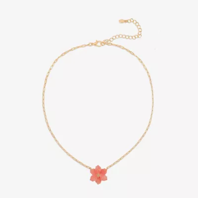 Bijoux Bar Delicates Womens Glass Fleur De Lis 16 Inch Pendant Necklace
