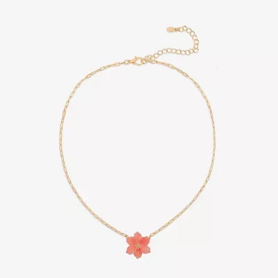 Bijoux Bar Delicates Womens Glass Fleur De Lis 16 Inch Pendant Necklace