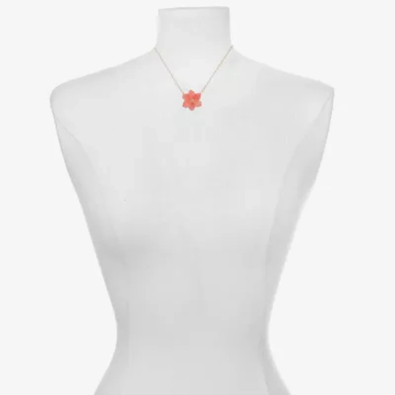 Bijoux Bar Delicates Womens Glass Fleur De Lis 16 Inch Pendant Necklace