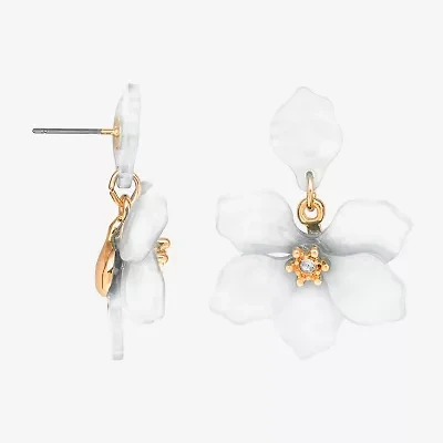 Bijoux Bar Delicates Womens Glass Flower Drop Earrings