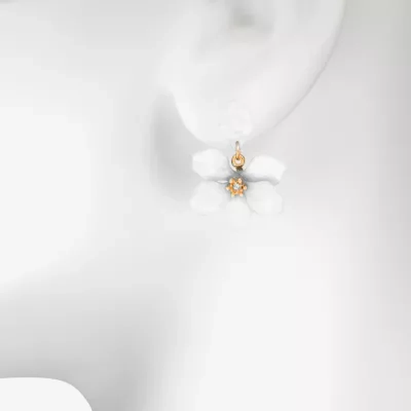 Bijoux Bar Delicates Womens Glass Flower Drop Earrings