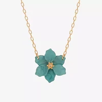 Bijoux Bar Delicates Womens Glass Fleur De Lis 16 Inch Pendant Necklace