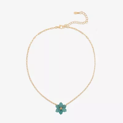 Bijoux Bar Delicates Womens Glass Fleur De Lis 16 Inch Pendant Necklace