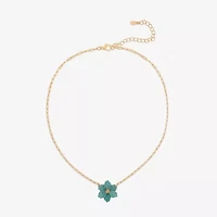 Bijoux Bar Delicates Womens Glass Fleur De Lis 16 Inch Pendant Necklace