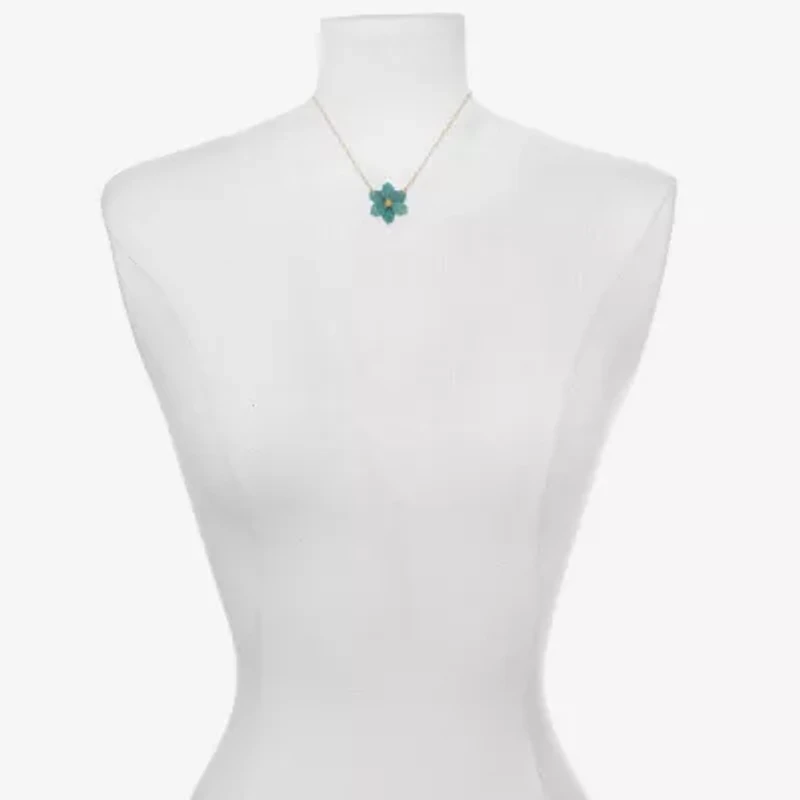 Bijoux Bar Delicates Womens Glass Fleur De Lis 16 Inch Pendant Necklace