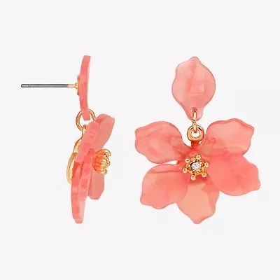 Bijoux Bar Delicates Womens Glass Flower Drop Earrings