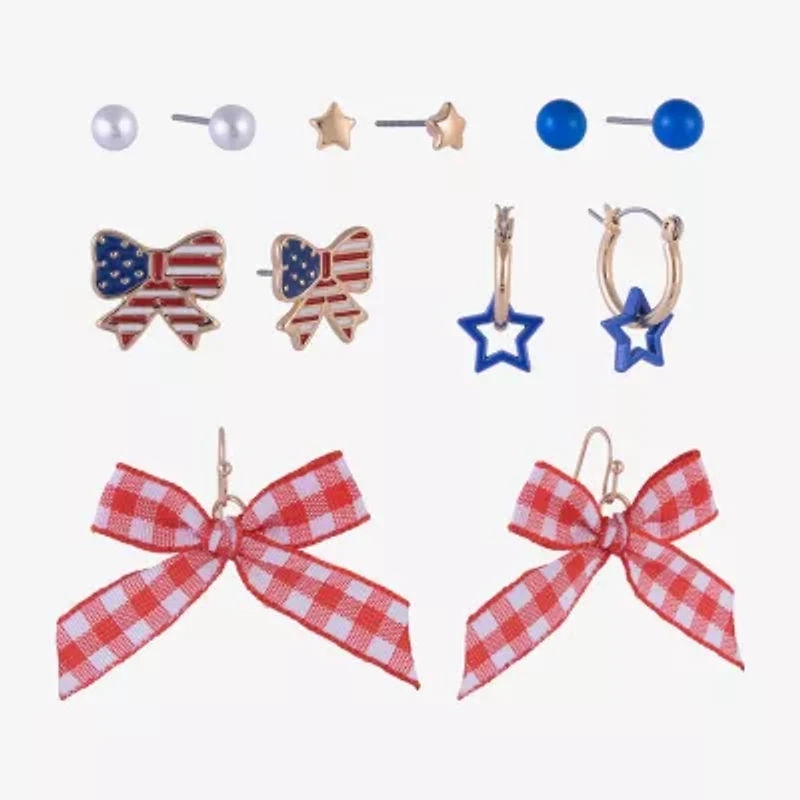Arizona Girls Bow 6 Pair Earring Set