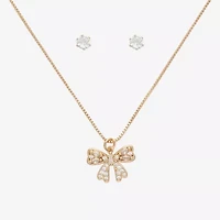 Mixit Pendant Necklace & Stud Earring Womens Cubic Zirconia Bow 2-pc. Jewelry Set