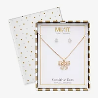 Mixit Pendant Necklace & Stud Earring Womens Cubic Zirconia Bow 2-pc. Jewelry Set