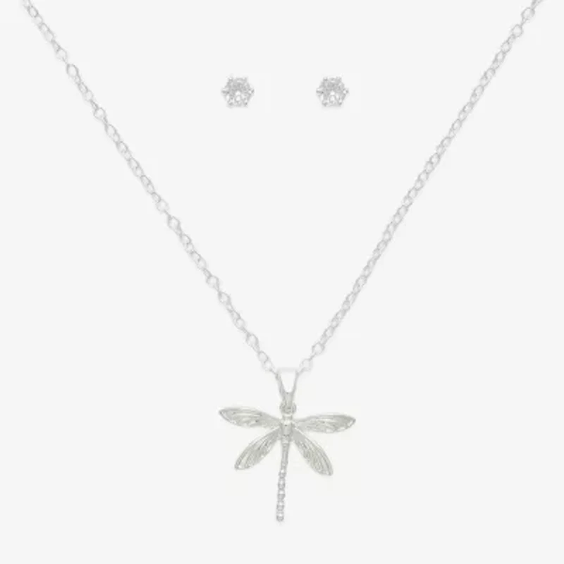 Mixit Pendant Necklace & Stud Earring Dragonfly Womens Cubic Zirconia 2-pc. Jewelry Set