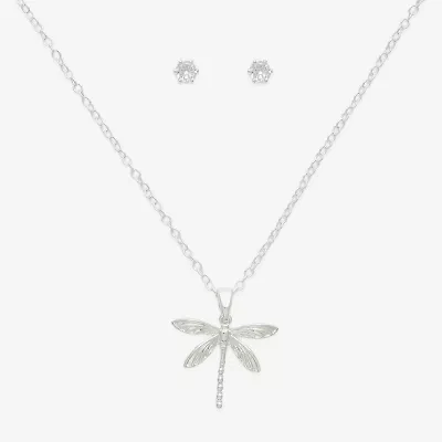 Mixit Pendant Necklace & Stud Earring Dragonfly Womens Cubic Zirconia 2-pc. Jewelry Set