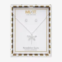 Mixit Pendant Necklace & Stud Earring Dragonfly Womens Cubic Zirconia 2-pc. Jewelry Set