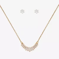 Mixit Frontal Necklace & Stud Earring Womens Cubic Zirconia 2-pc. Jewelry Set