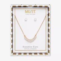 Mixit Frontal Necklace & Stud Earring Womens Cubic Zirconia 2-pc. Jewelry Set