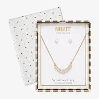Mixit Frontal Necklace & Stud Earring Womens Cubic Zirconia 2-pc. Jewelry Set