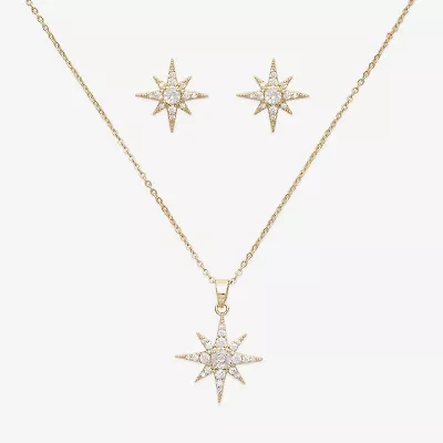 Mixit Pendant Necklace & Stud Earring Womens Cubic Zirconia Star 2-pc. Jewelry Set