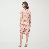 S. L. Fashions Womens Short Sleeve Floral Shift Dress