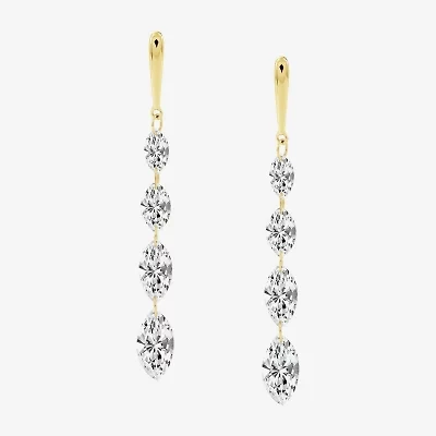 (F / Si2) Womens 1 5/8 CT. T.W. Lab Grown White Diamond 10K Gold Drop Earrings