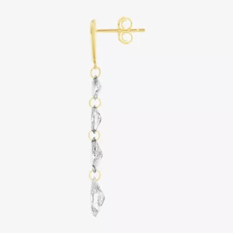 (F / Si2) Womens 1 5/8 CT. T.W. Lab Grown White Diamond 10K Gold Drop Earrings