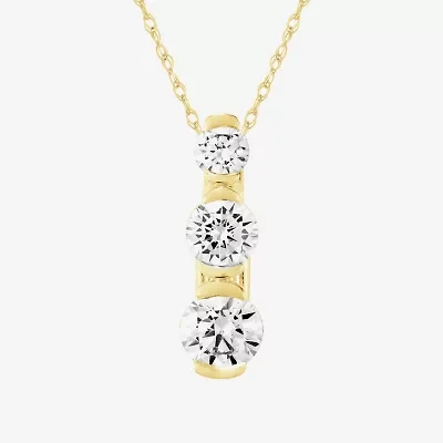(F / Si2) Womens 1 1/2 CT. T.W. Lab Grown White Diamond 10K Gold 18 Inch Pendant Necklace
