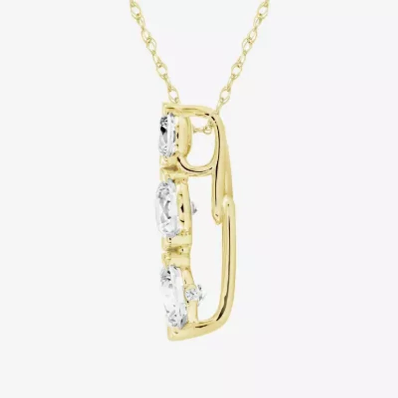 (F / Si2) Womens 1 1/2 CT. T.W. Lab Grown White Diamond 10K Gold 18 Inch Pendant Necklace
