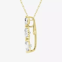 (F / Si2) Womens 1 1/2 CT. T.W. Lab Grown White Diamond 10K Gold 18 Inch Pendant Necklace