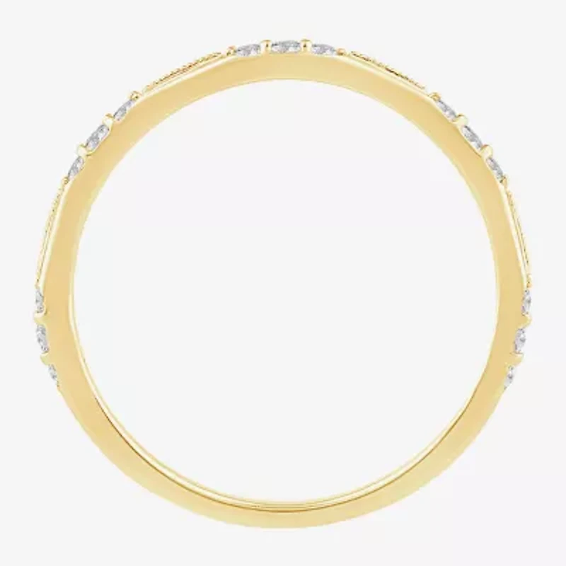 (I / Si2) Womens 1/7 CT. T.W. Lab Grown White Diamond 10K Gold Wedding Band