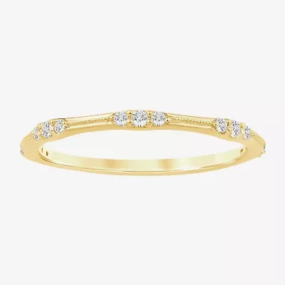 (I / Si2) Womens 1/7 CT. T.W. Lab Grown White Diamond 10K Gold Wedding Band