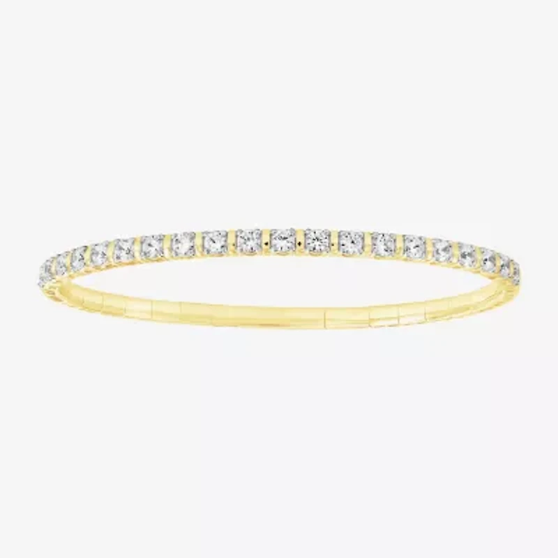 (F / Si2) Womens 2 CT. T.W. Lab Grown White Diamond 14K Gold Over Silver Bangle Bracelet