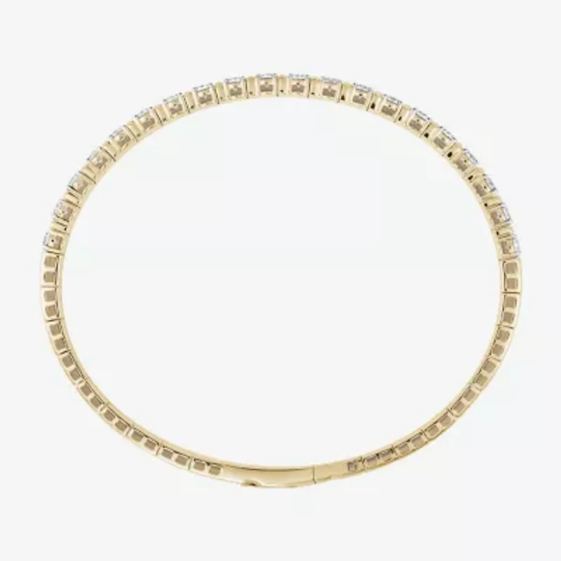 (F / Si2) Womens 2 CT. T.W. Lab Grown White Diamond 14K Gold Over Silver Bangle Bracelet