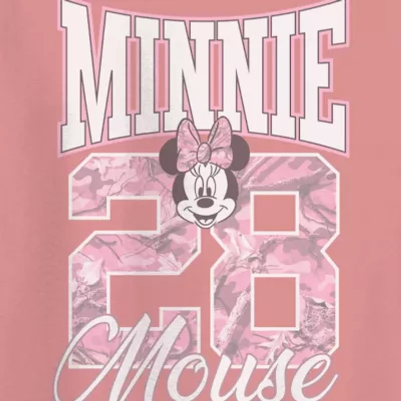 Minnie Varsity Boyfriend Tee Womens Juniors Crew Neck Short Sleeve Loose Fit Mouse Graphic T-Shirt