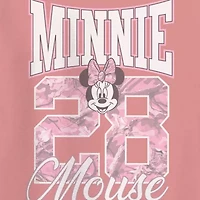 Minnie Varsity Boyfriend Tee Womens Juniors Crew Neck Short Sleeve Loose Fit Mouse Graphic T-Shirt