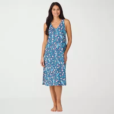 Cuddl Duds Womens Sleeveless V Neck Nightgown