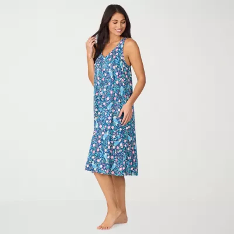 Cuddl Duds Womens Sleeveless V Neck Nightgown