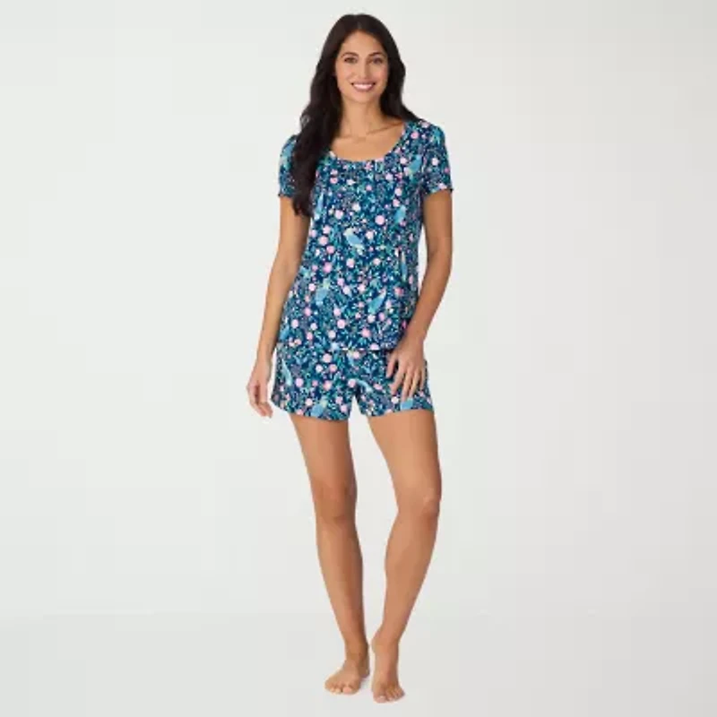 Cuddl Duds Womens Short Sleeve 2-pc. Pajama Sets