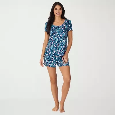 Cuddl Duds Womens Short Sleeve 2-pc. Pajama Sets