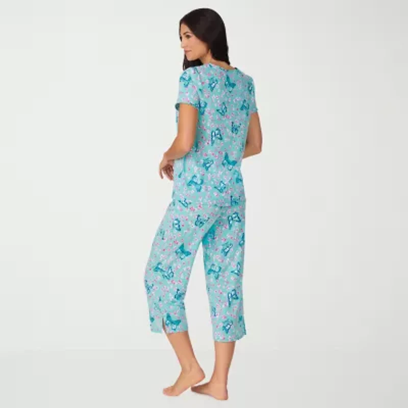 Cuddl Duds Womens Short Sleeve 2-pc. Pajama Sets