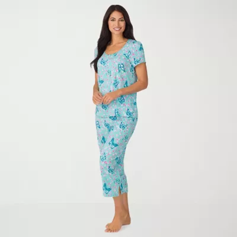 Cuddl Duds Womens Short Sleeve 2-pc. Pajama Sets