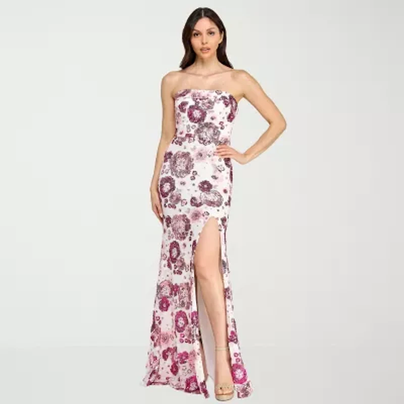 City Triangle Womens Juniors Sequin Floral Bodycon Dress